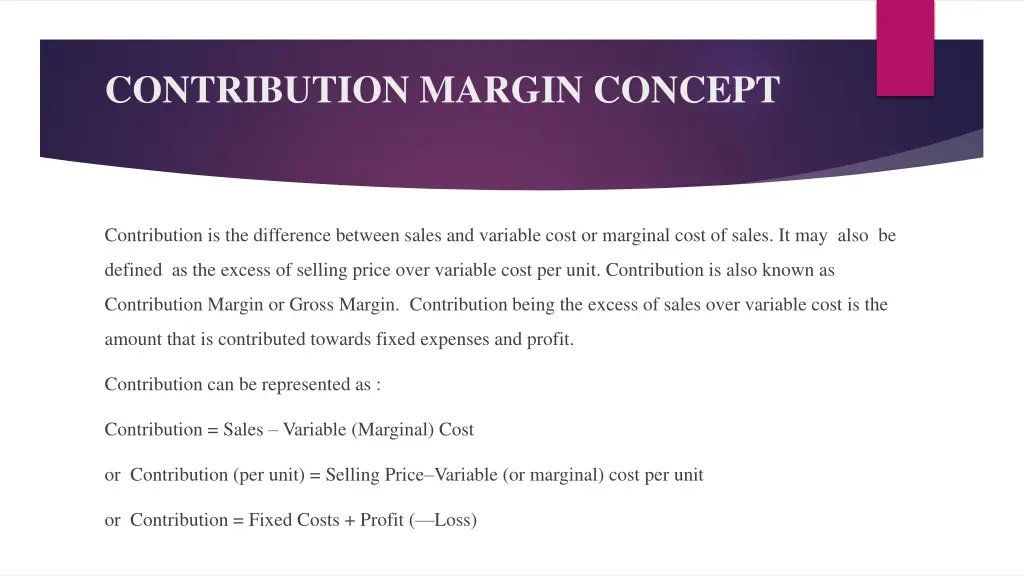 contribution margin concept