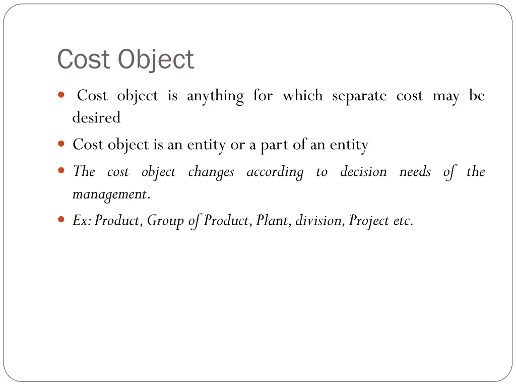 cost object