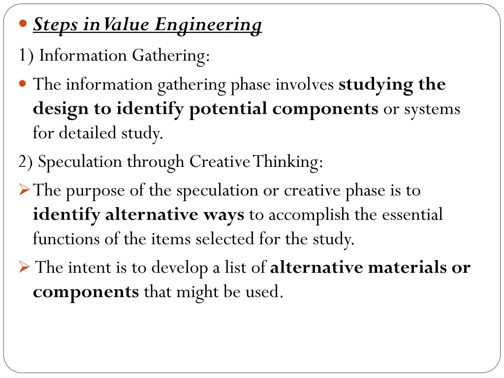 steps in value engineering 1 information