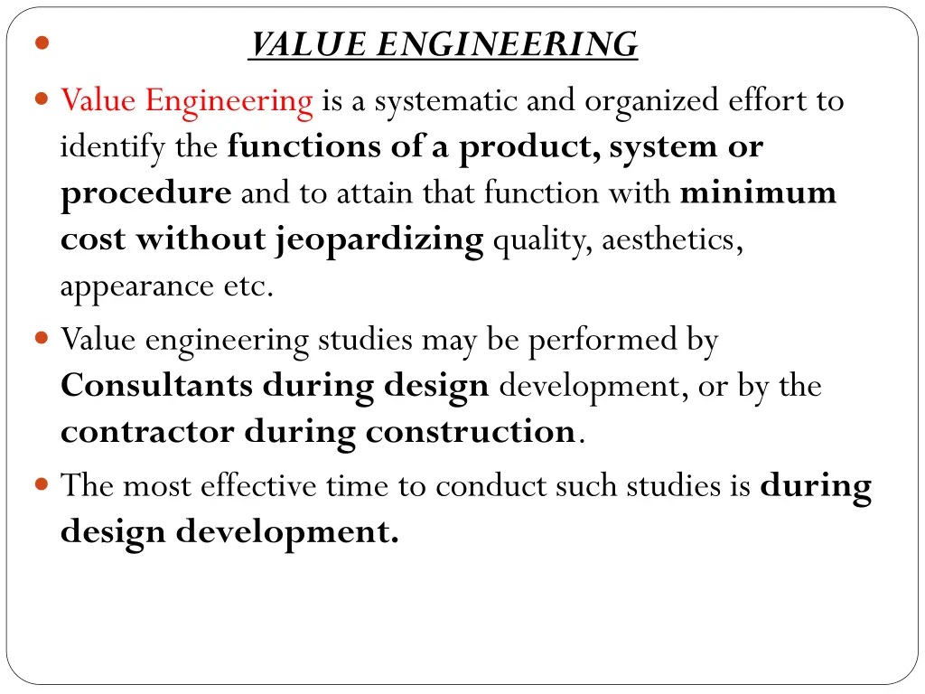 value engineering value engineering