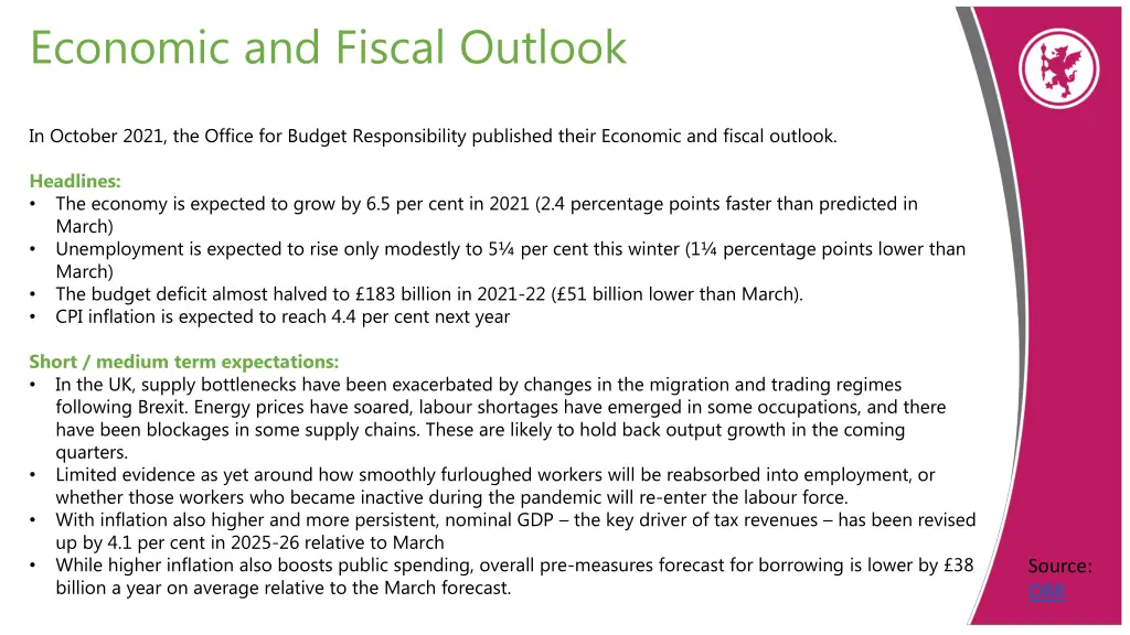 economic and fiscal outlook