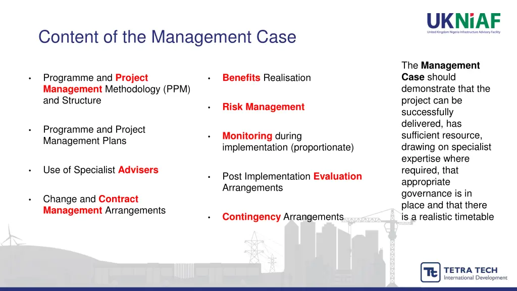 content of the management case