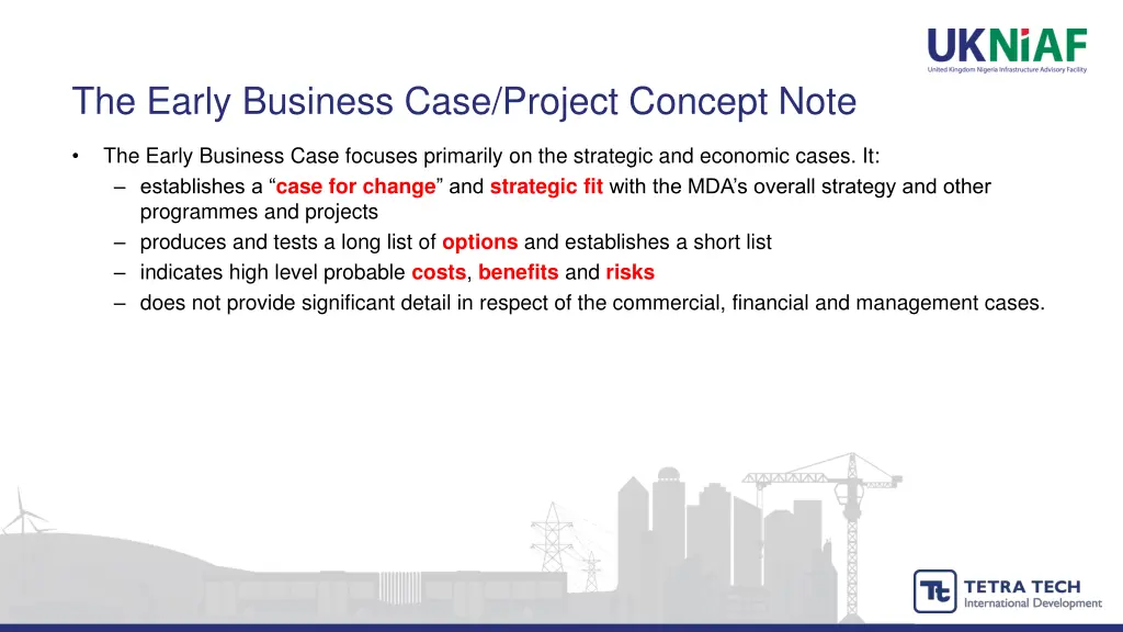 the early business case project concept note