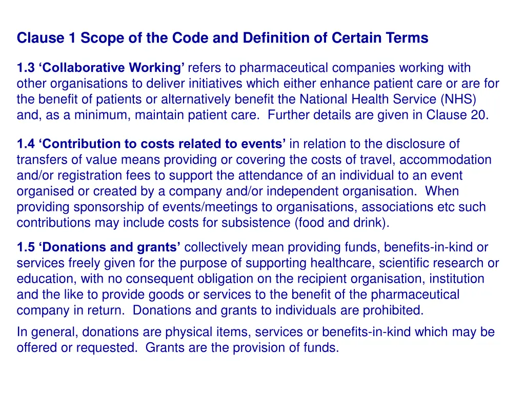 clause 1 scope of the code and definition 1