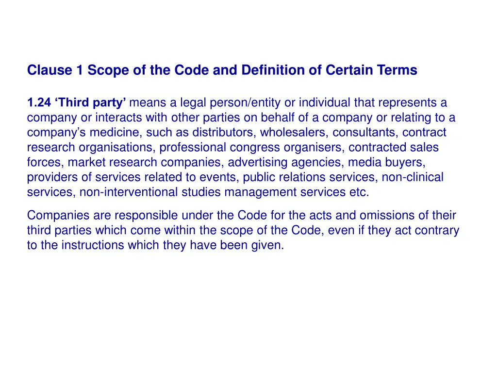 clause 1 scope of the code and definition 10