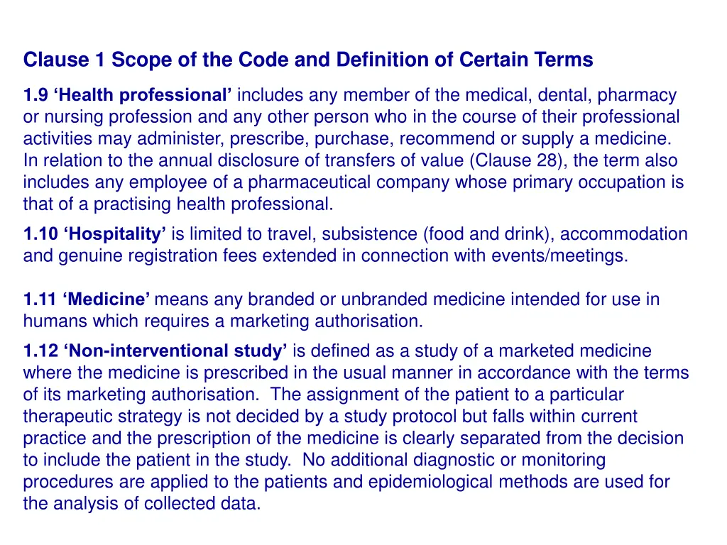 clause 1 scope of the code and definition 3