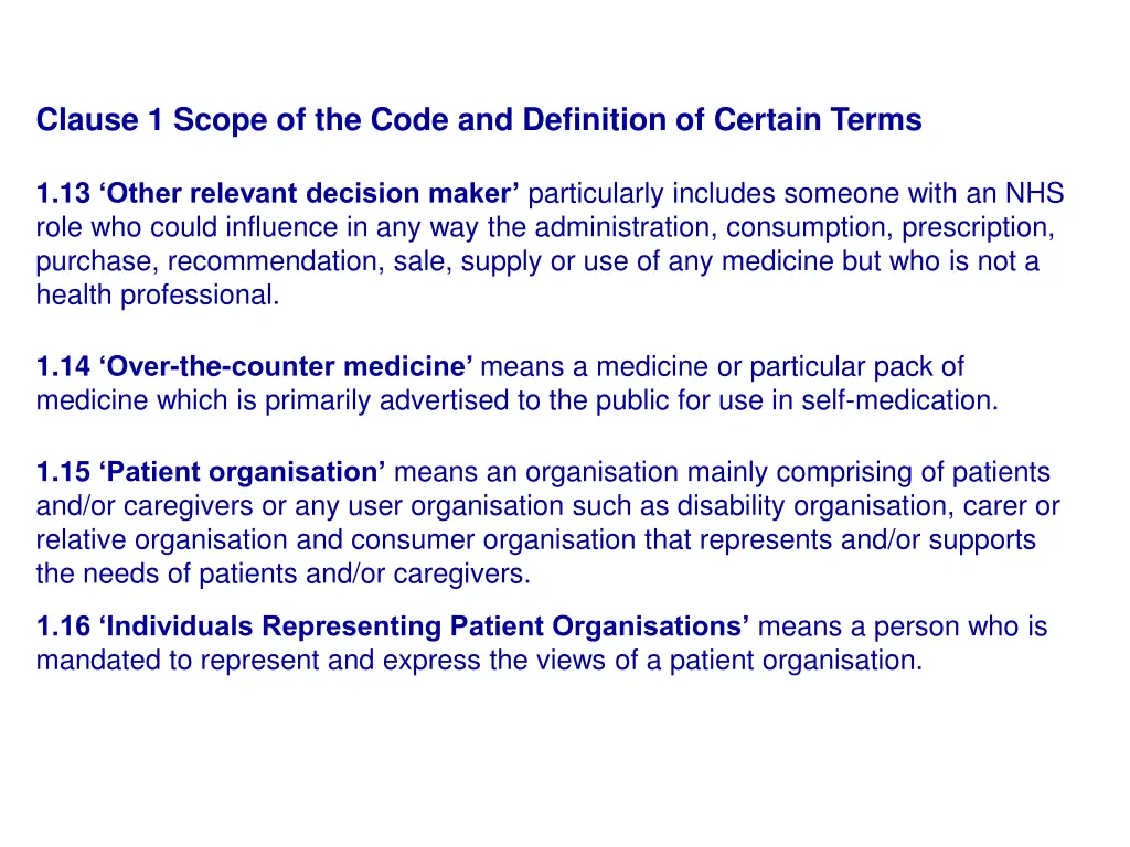 clause 1 scope of the code and definition 4