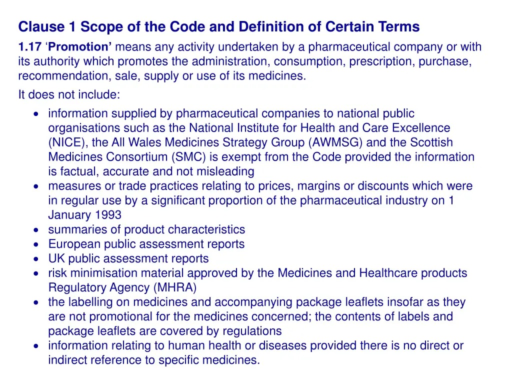 clause 1 scope of the code and definition 7