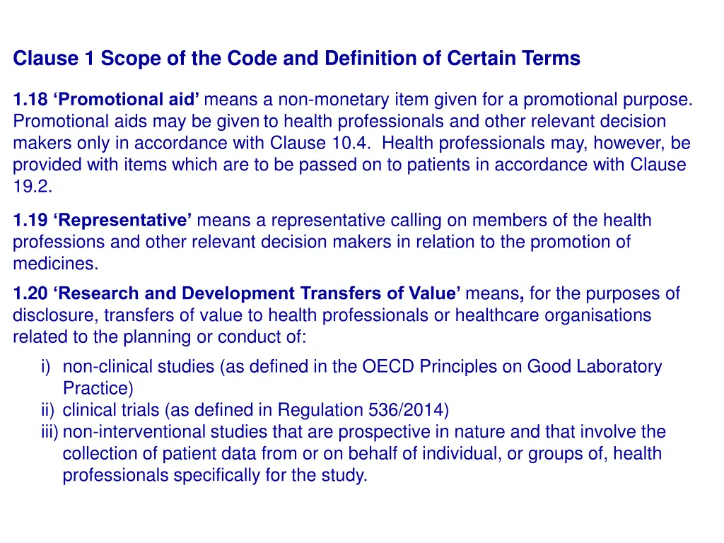 clause 1 scope of the code and definition 8