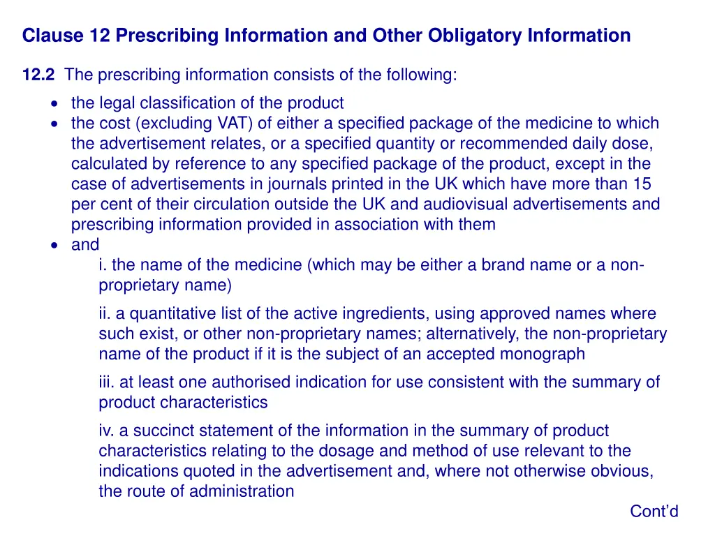 clause 12 prescribing information and other 1