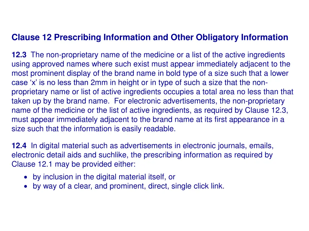 clause 12 prescribing information and other 3