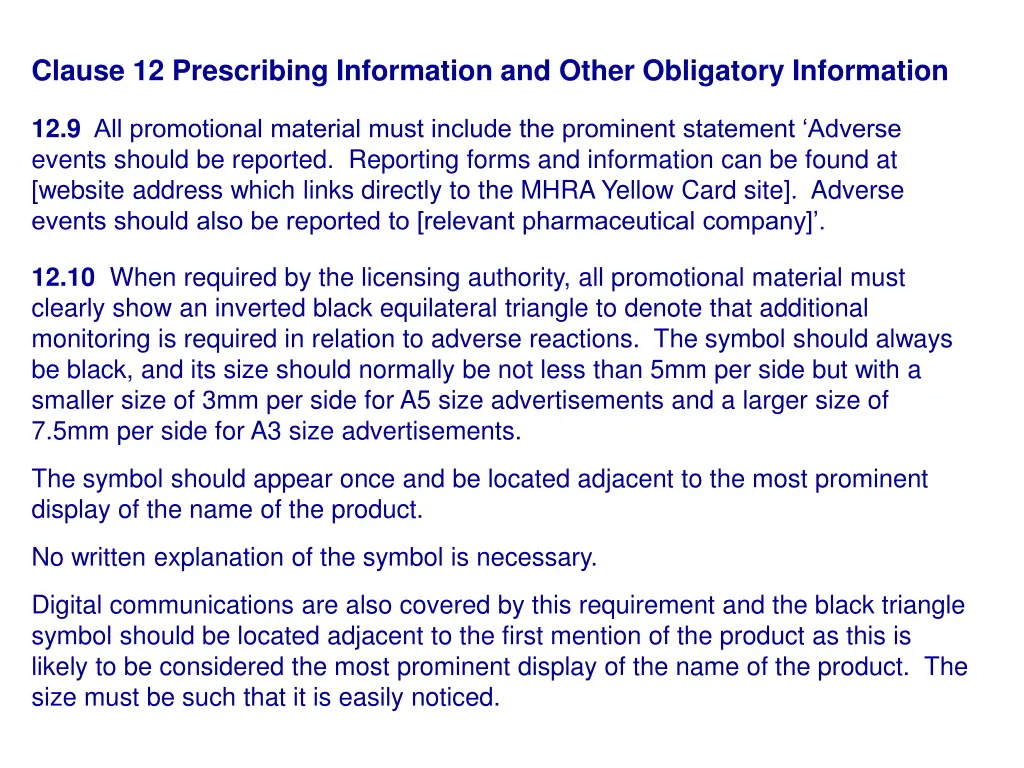 clause 12 prescribing information and other 5