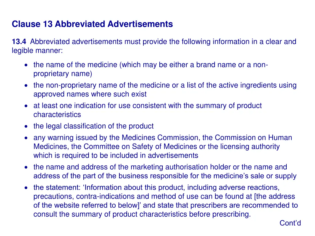 clause 13 abbreviated advertisements 1