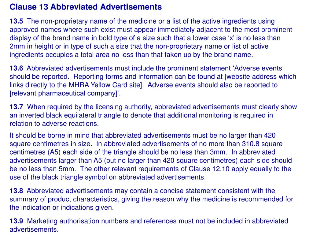 clause 13 abbreviated advertisements 3