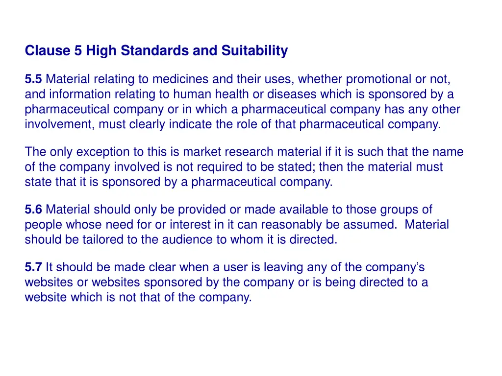 clause 5 high standards and suitability 1