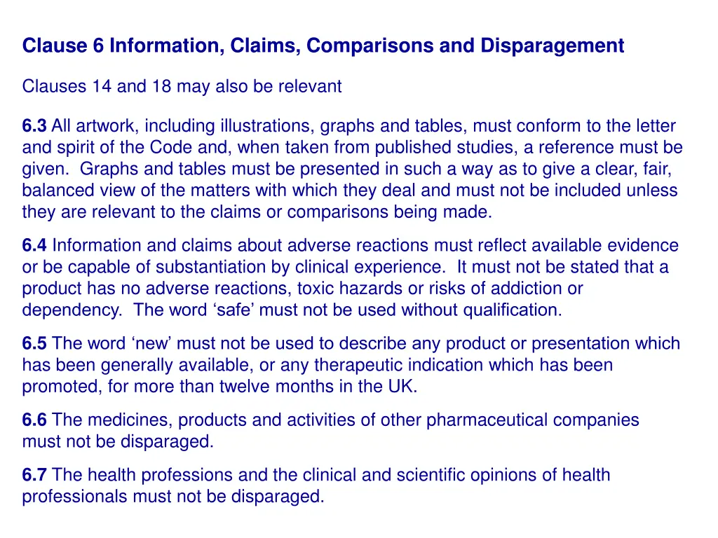 clause 6 information claims comparisons 1