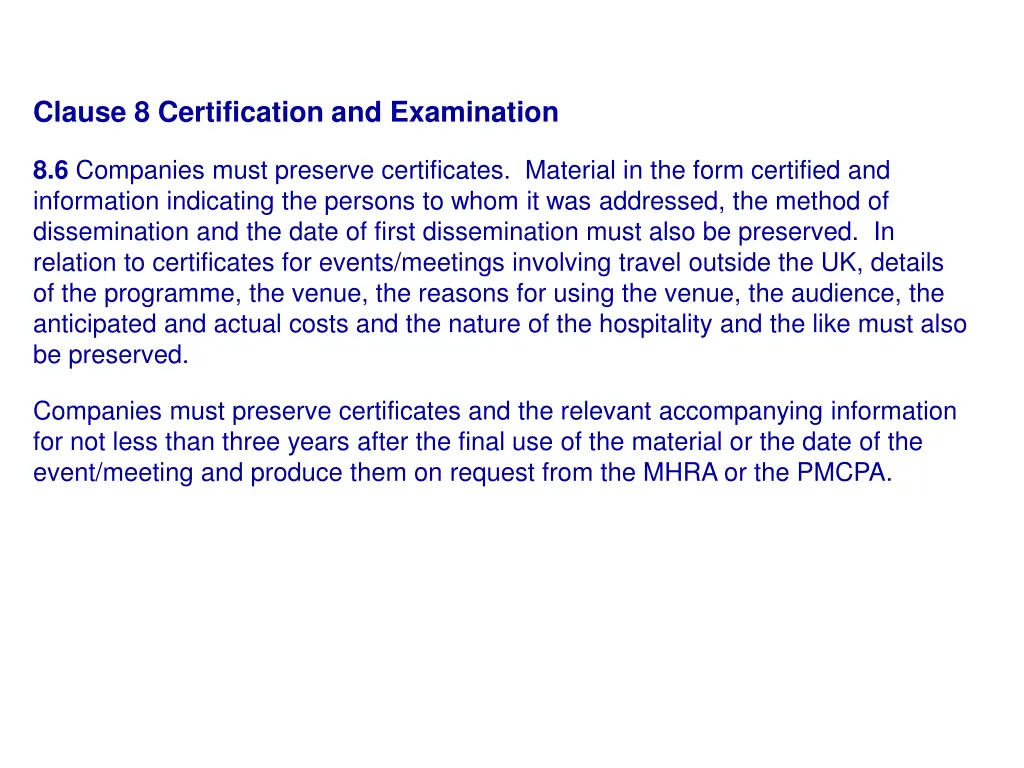 clause 8 certification and examination 3