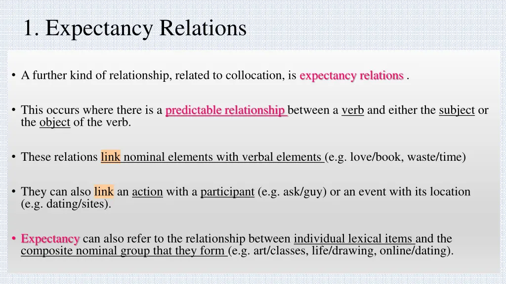 1 expectancy relations