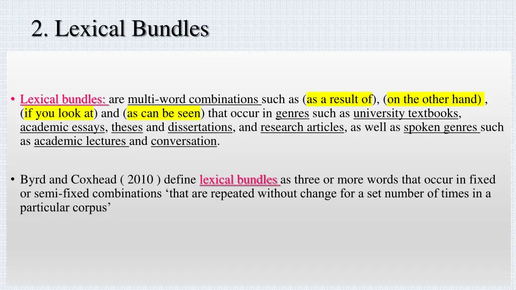 2 lexical bundles