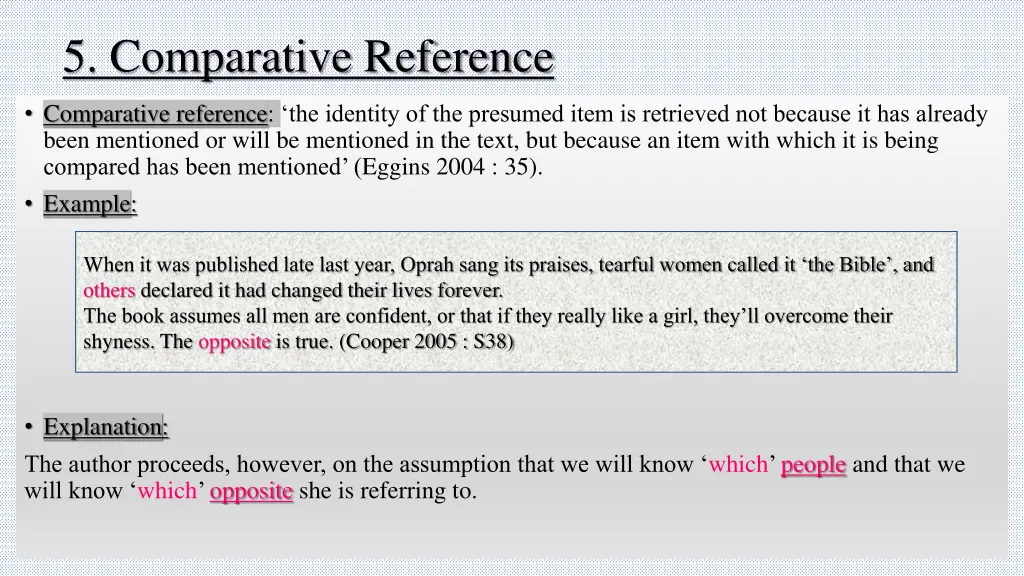 5 comparative reference