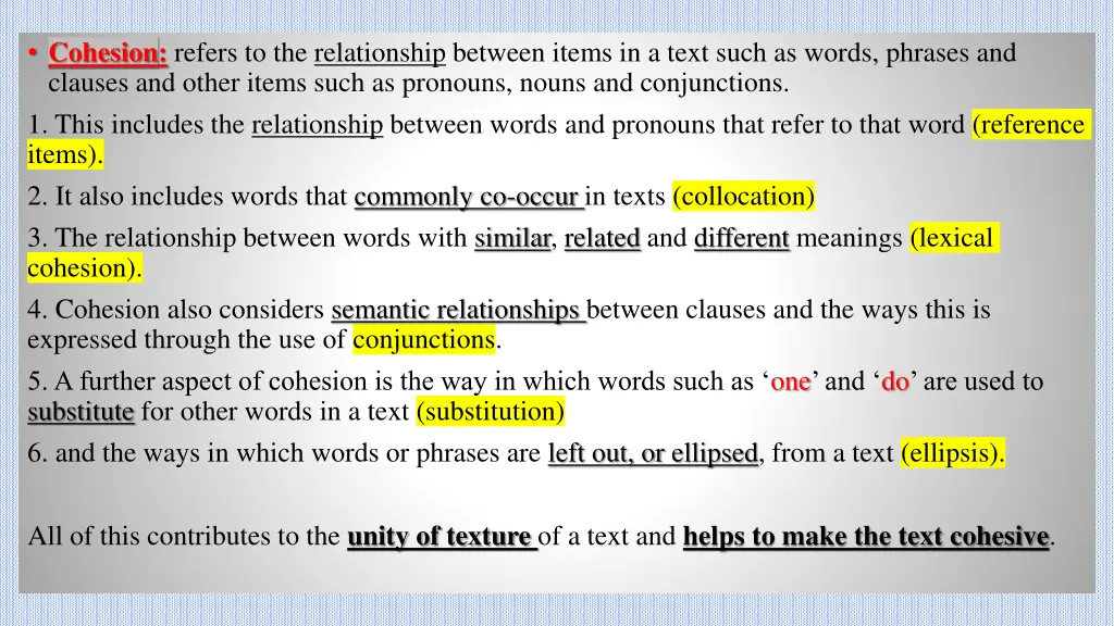 cohesion refers to the relationship between items