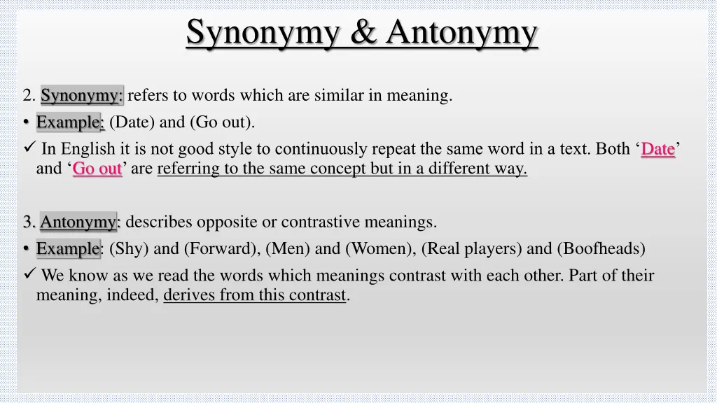 synonymy antonymy