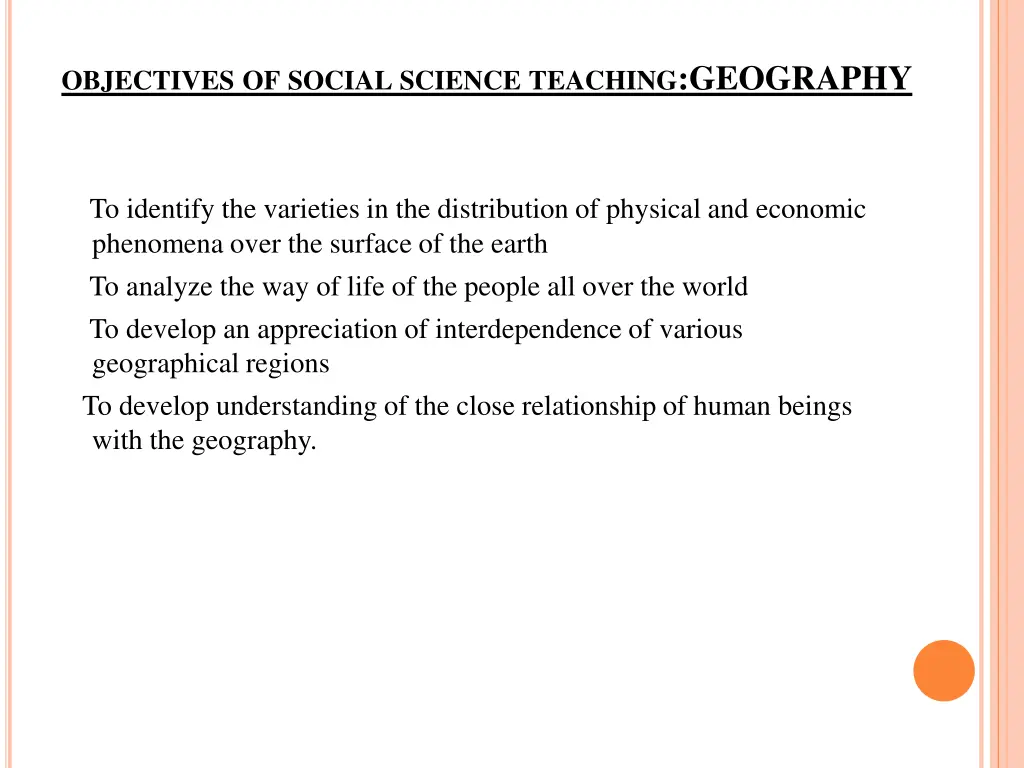 objectives of social science teaching geography