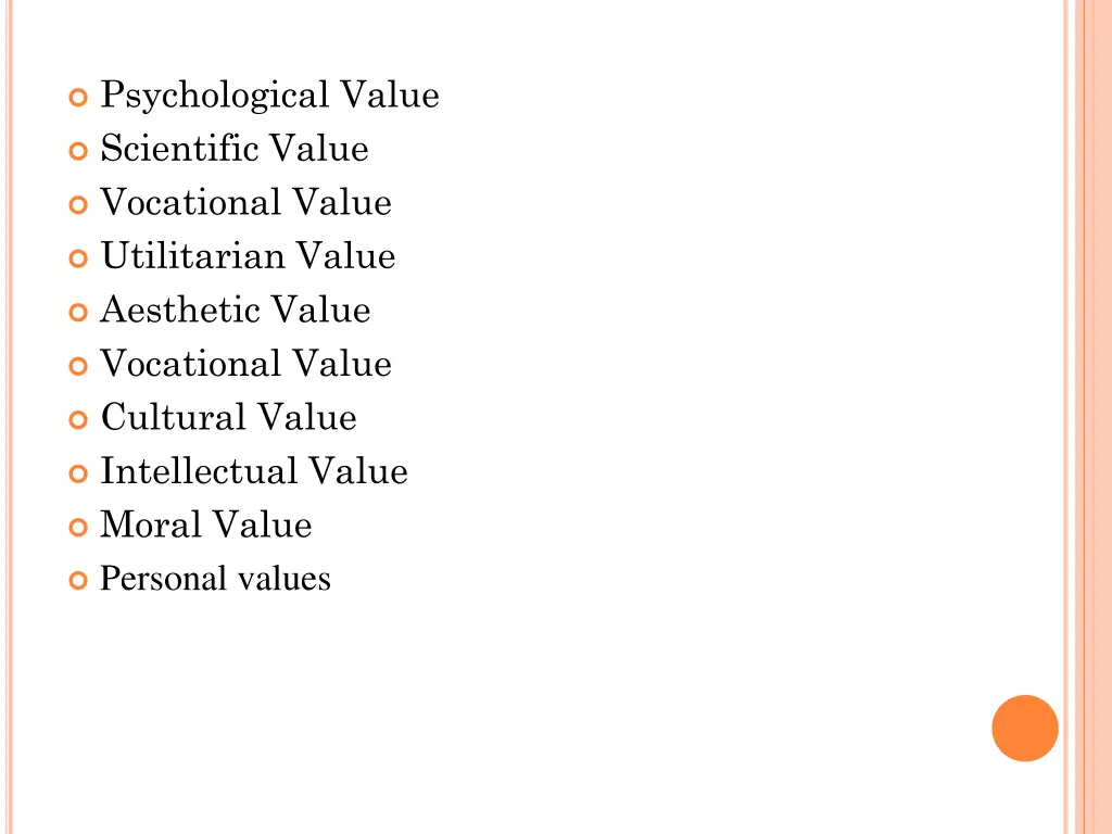 psychological value scientific value vocational