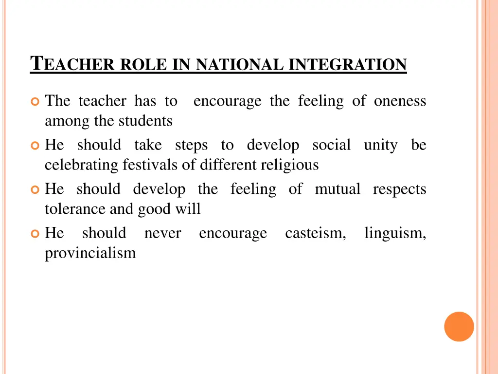 t eacher role in national integration