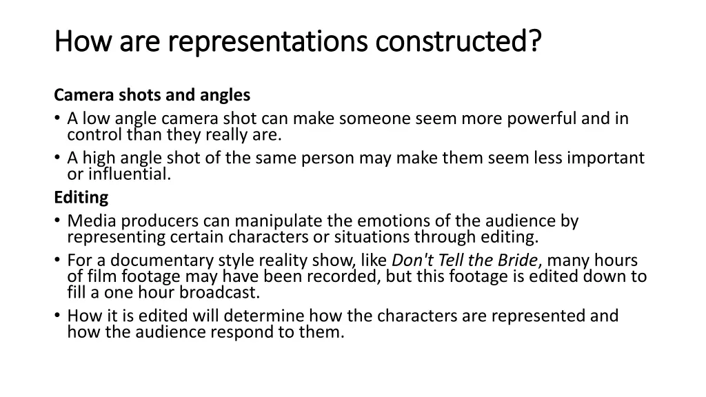 how are representations constructed