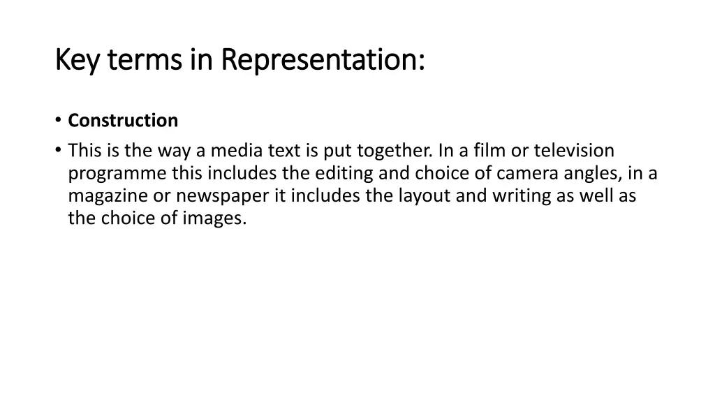 key terms in representation key terms