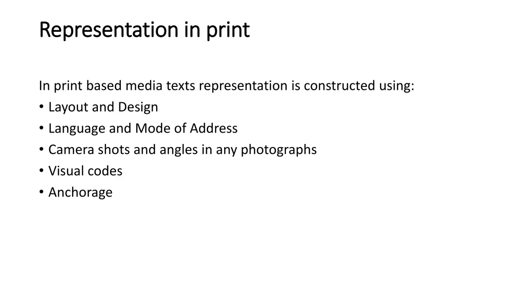 representation in print representation in print