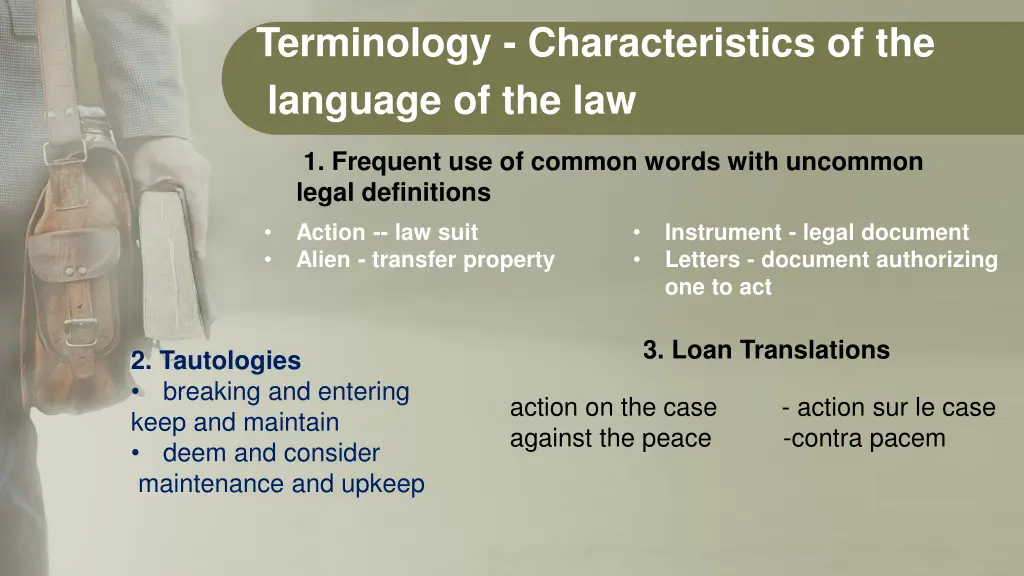 terminology characteristics of the language