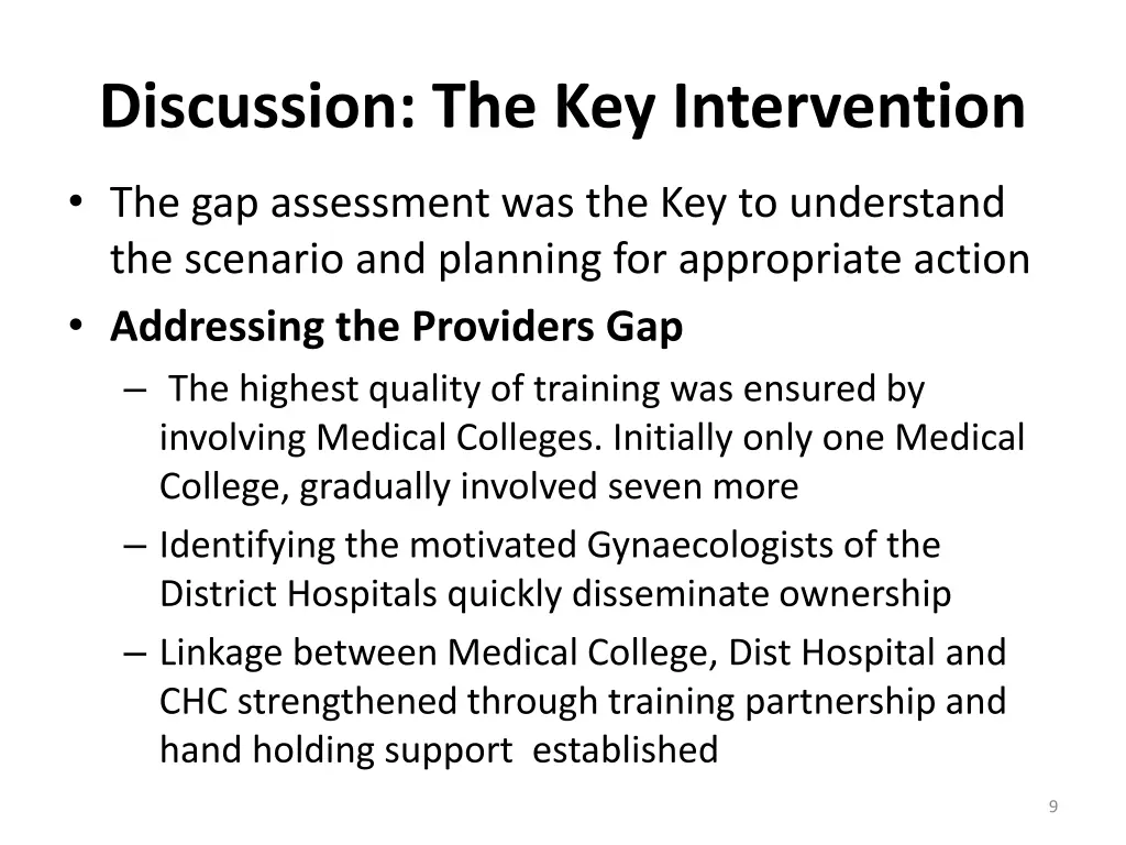 discussion the key intervention