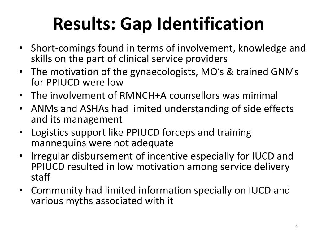 results gap identification