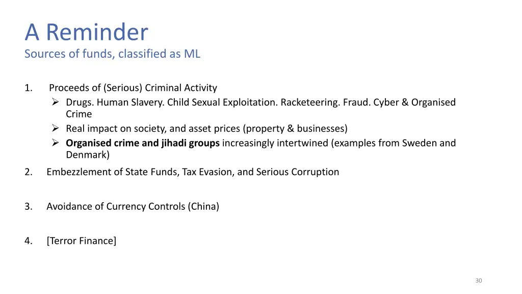a reminder sources of funds classified as ml