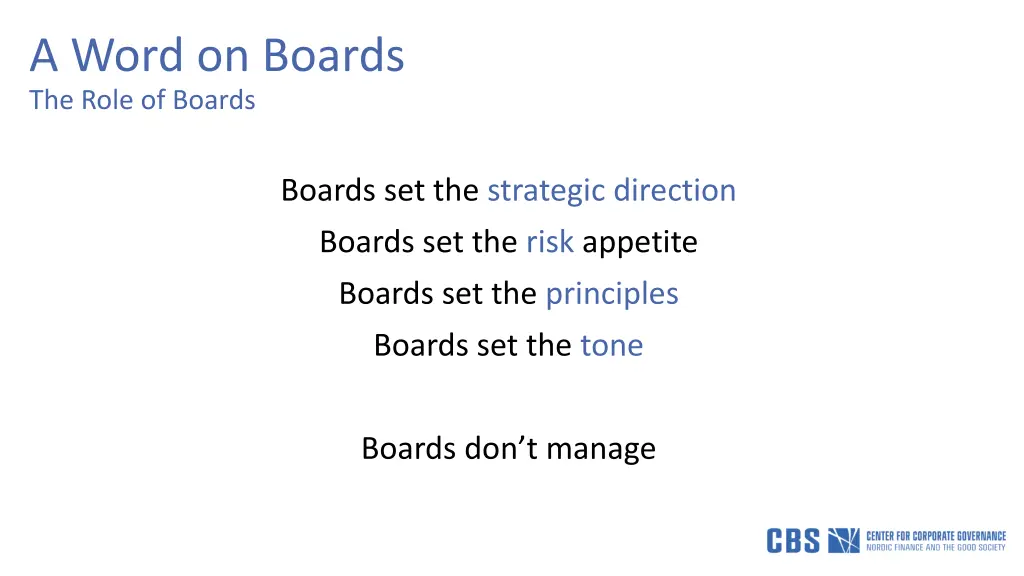 a word on boards the role of boards