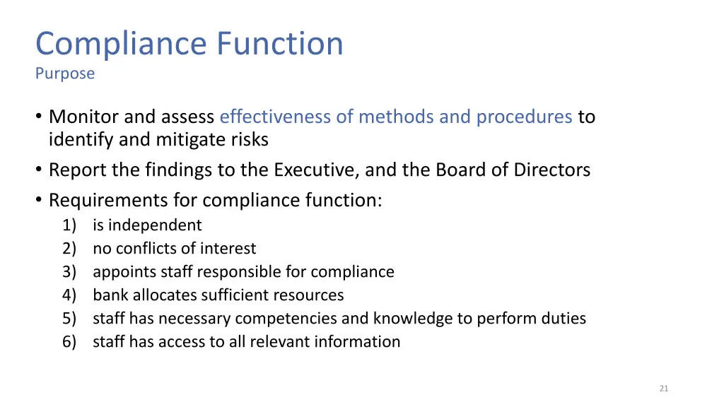 compliance function purpose