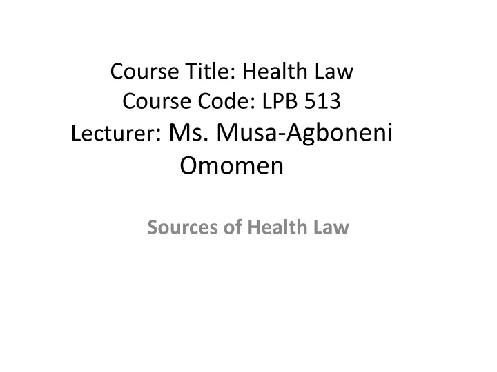 course title health law course code