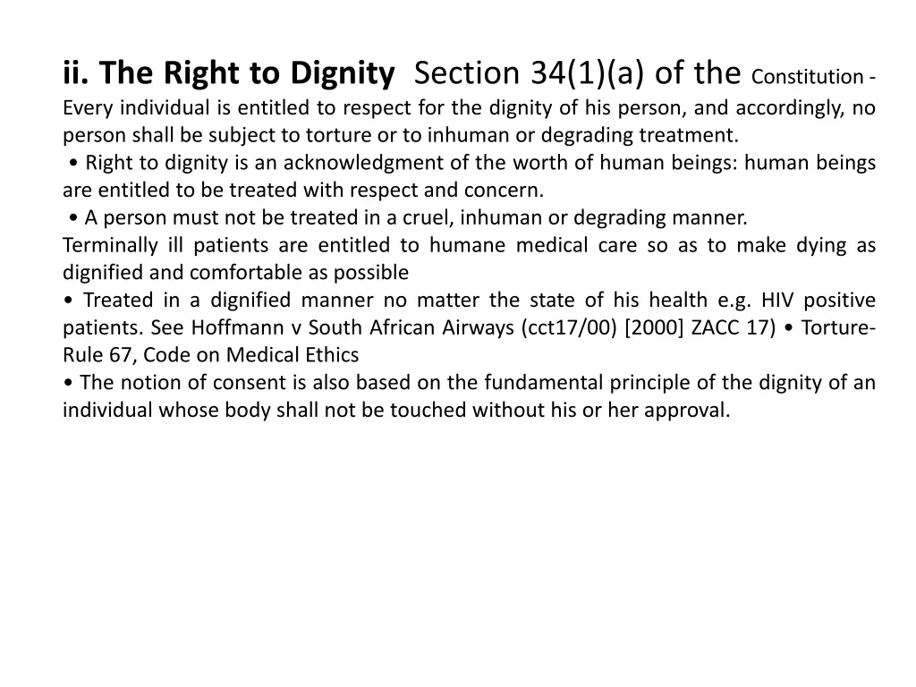 ii the right to dignity section