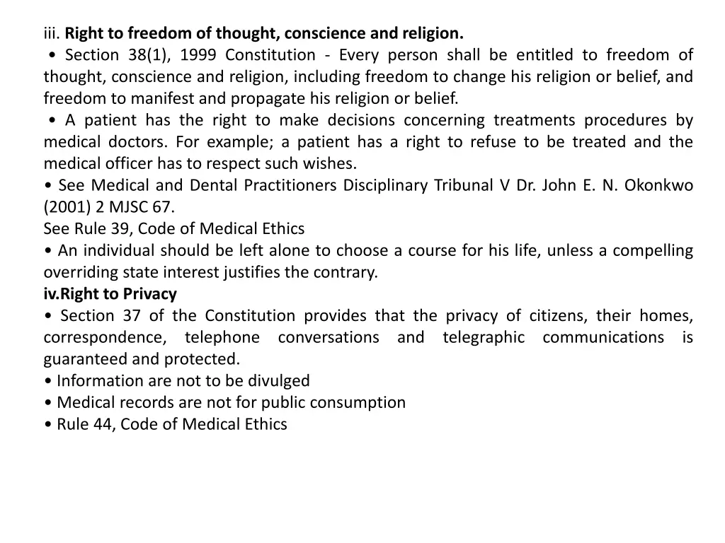 iii right to freedom of thought conscience