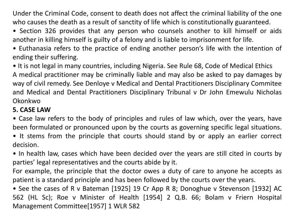 under the criminal code consent to death does