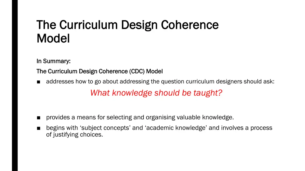 the curriculum design coherence the curriculum