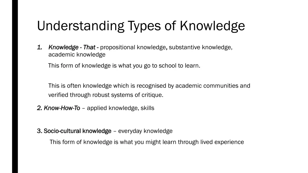 understanding types of knowledge