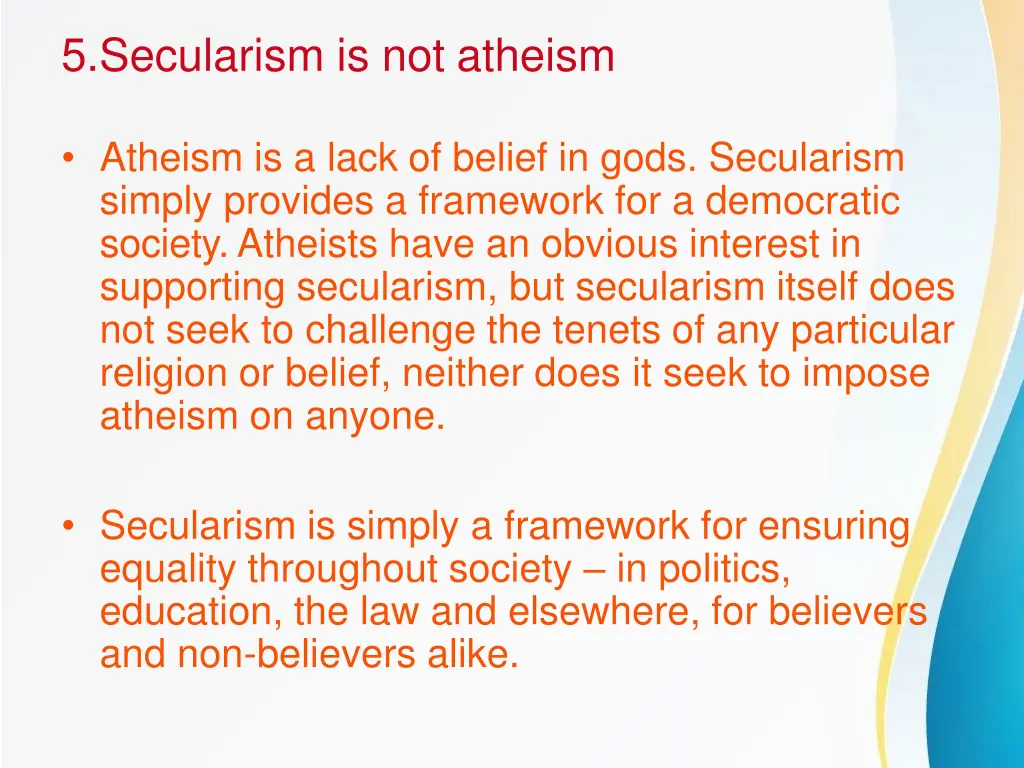 5 secularism is not atheism