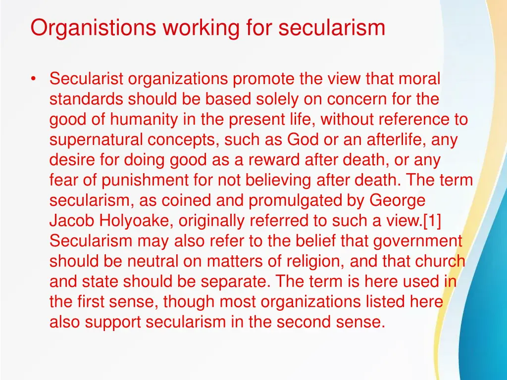 organistions working for secularism