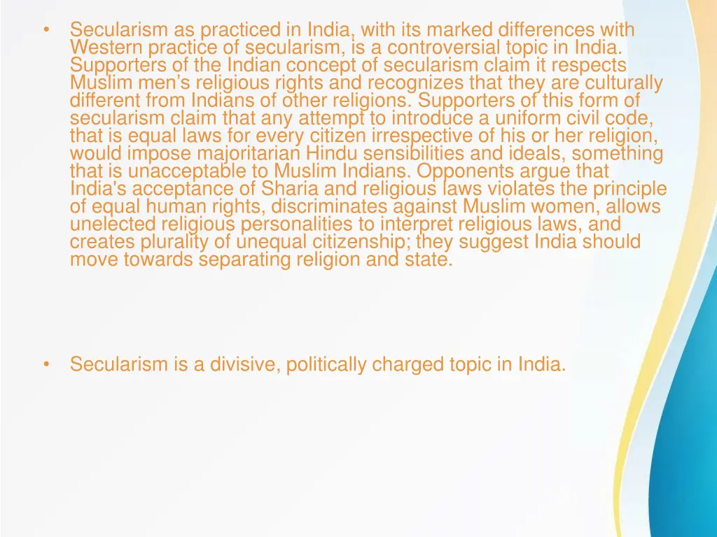 secularism as practiced in india with its marked