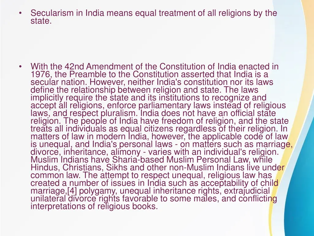 secularism in india means equal treatment