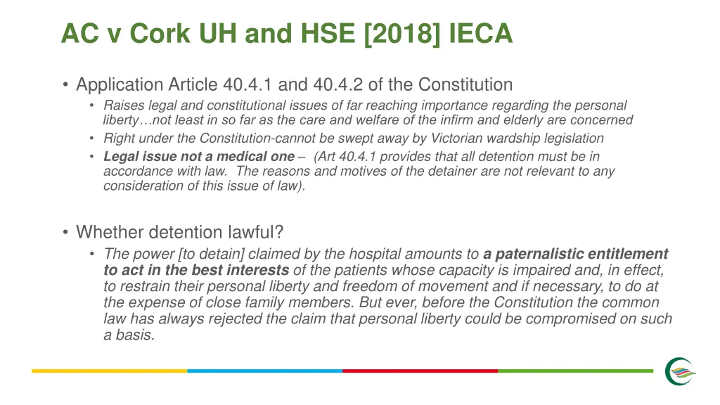 ac v cork uh and hse 2018 ieca