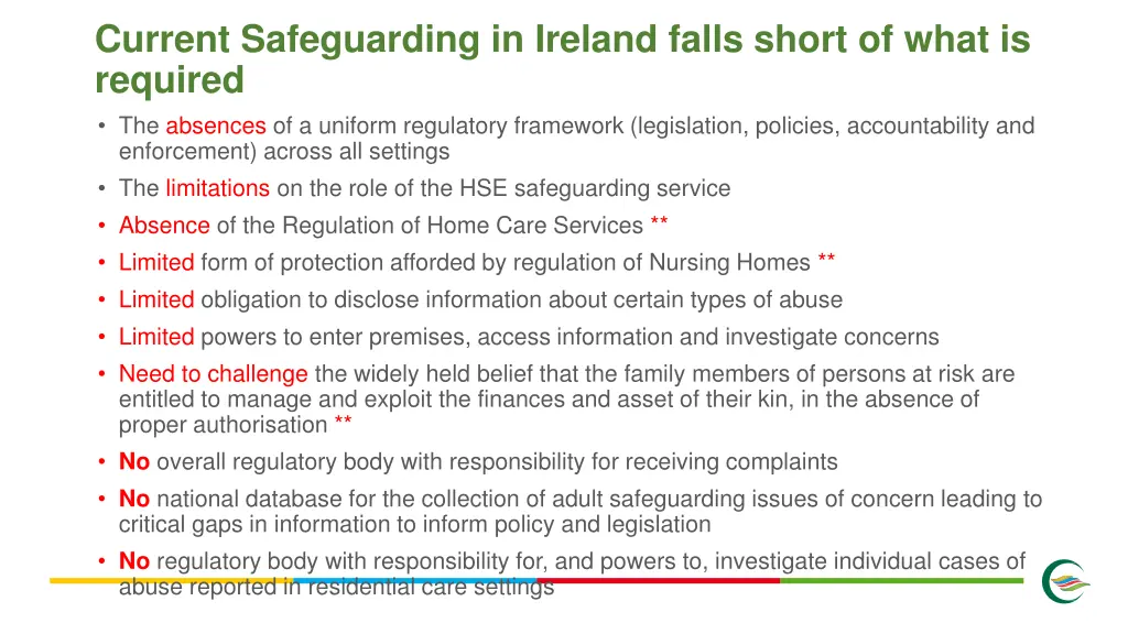 current safeguarding in ireland falls short